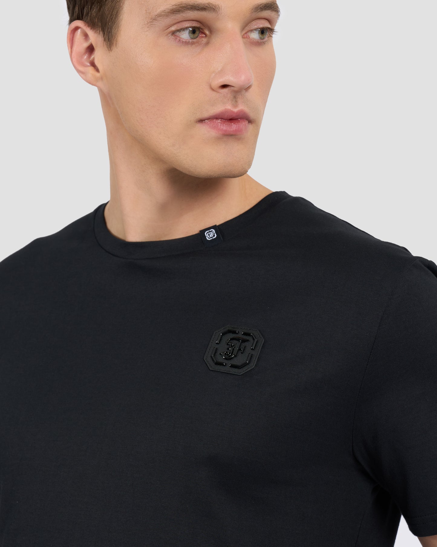 Croc-Skin Effect Brand Print T-Shirt
