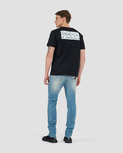 Croc-Skin Effect Brand Print T-Shirt