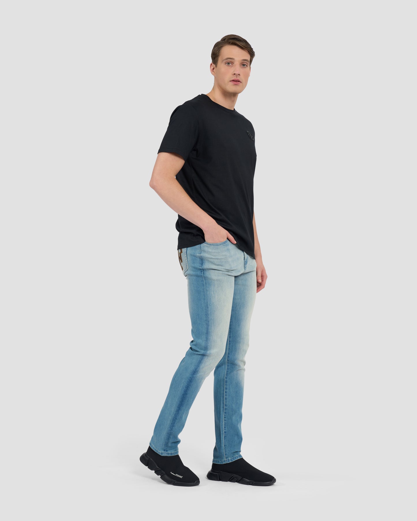 Croc-Skin Effect Brand Print T-Shirt