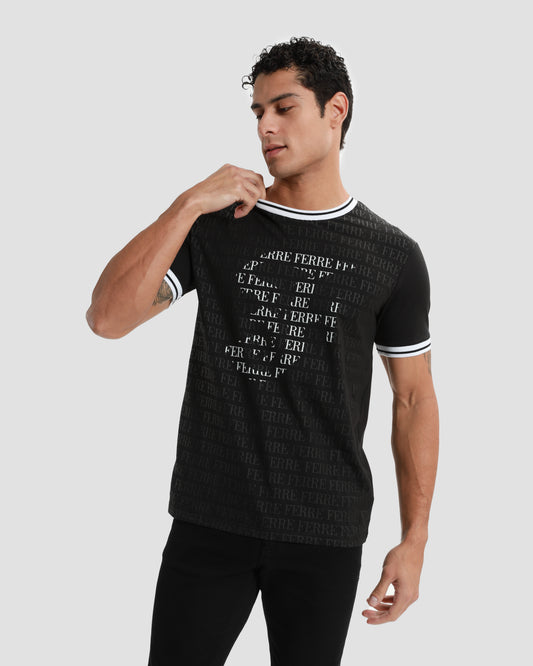 All-over Brand Print Front T-Shirt