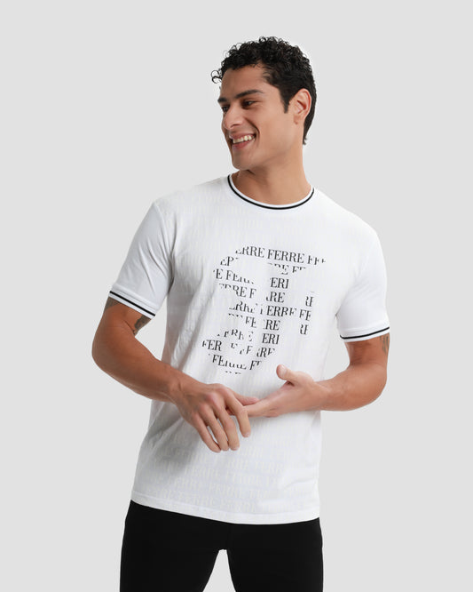 All-over Brand Print Front T-Shirt