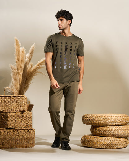 Flock Print Cotton T-Shirt