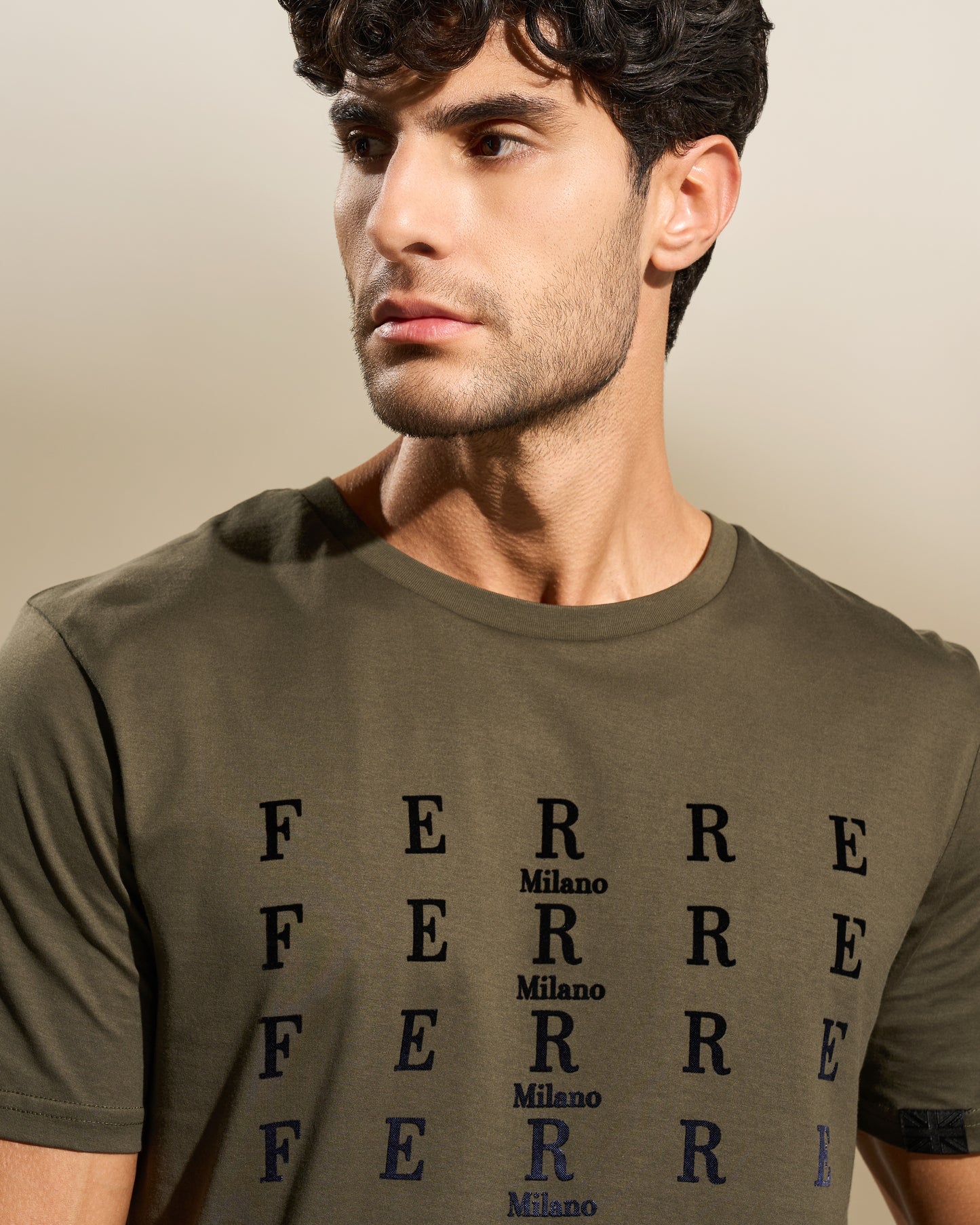 Flock Print Cotton T-Shirt