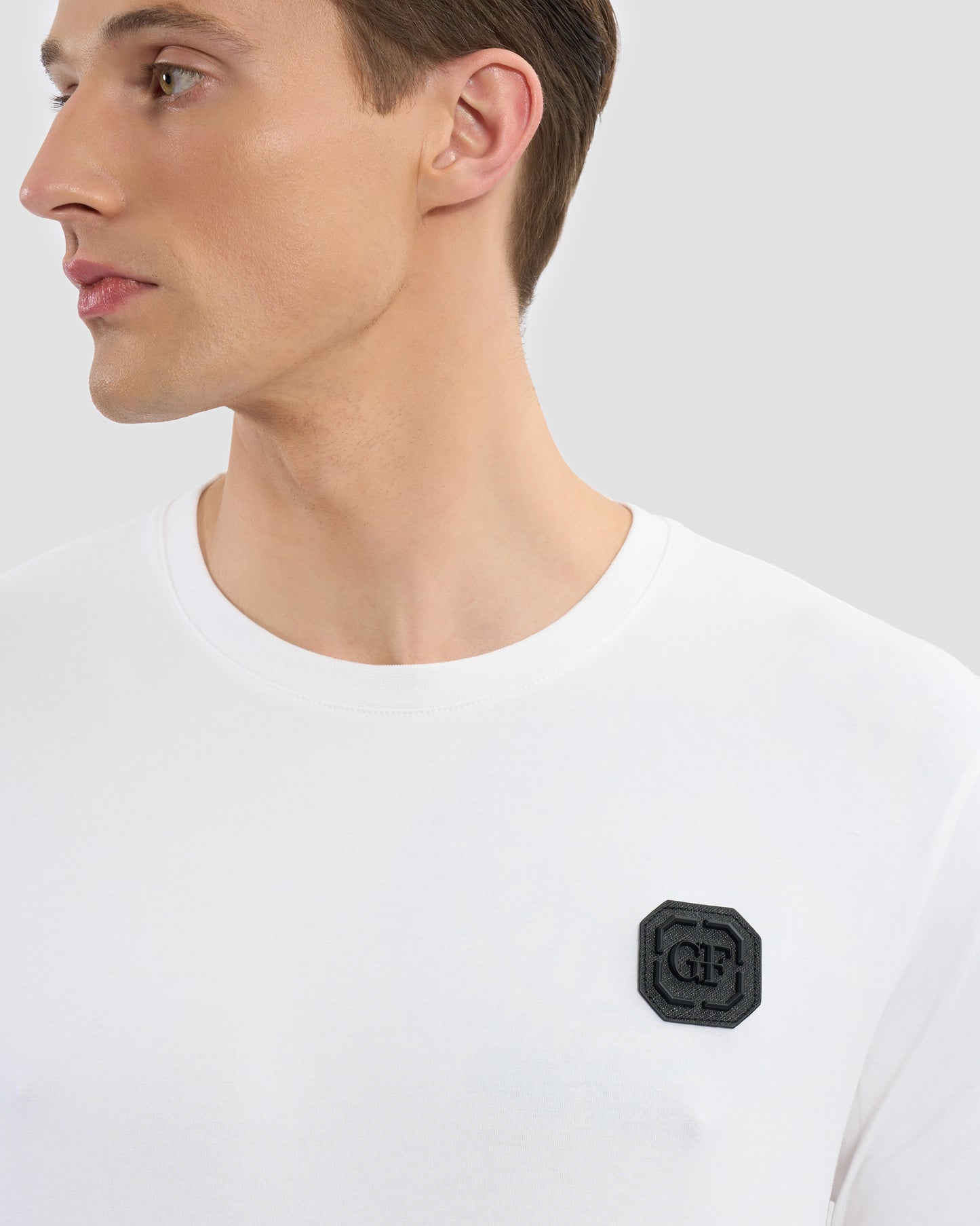 Leather Monogram Patched T-Shirt