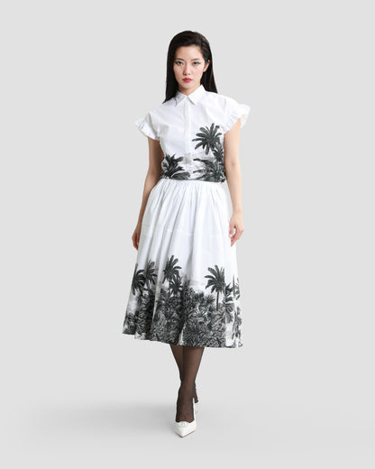 Botanical Placement Printed Skirt