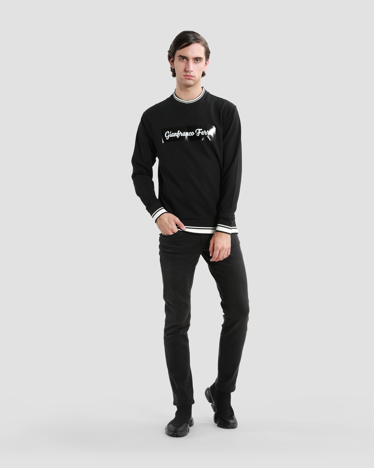 Contrast Ribbing Sweatshirt