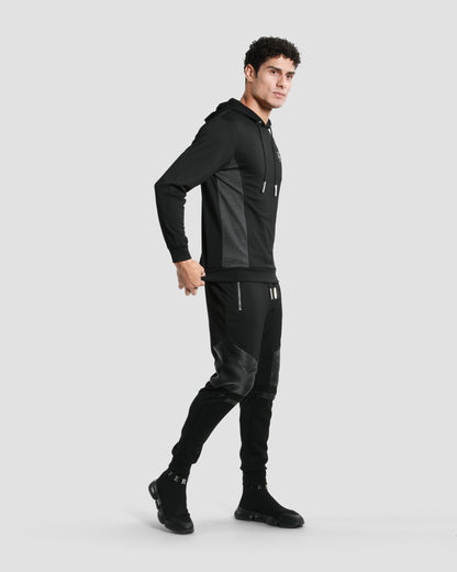 Melange Paneled Hoodie Jacket