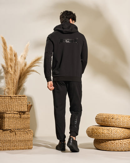 Stylish Black Rubber-Tape Jacket