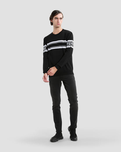 Brand Detailed Sleeve Sweater