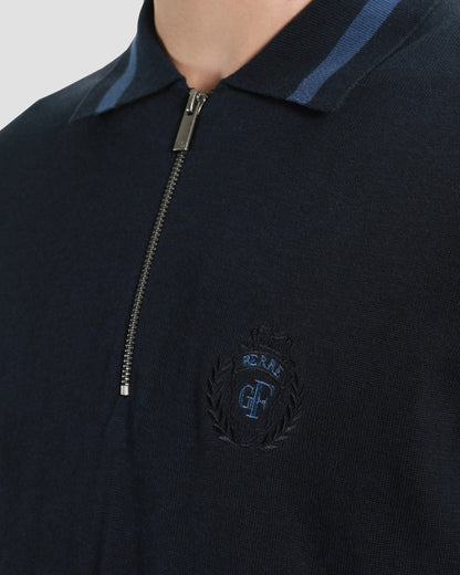 Half Zip Knitted Polo Shirt