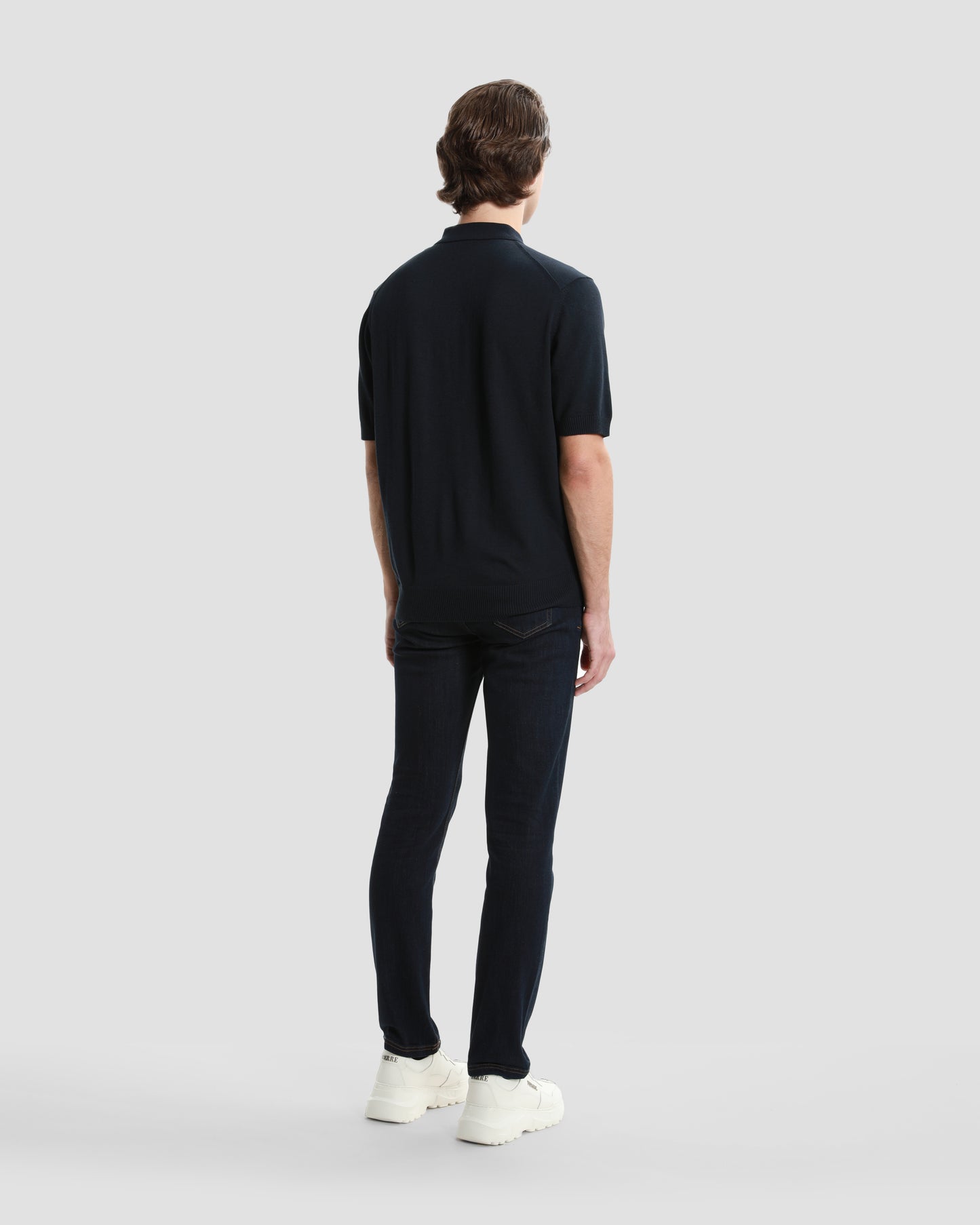 Brand Monogram Half Zip Knit Polo Shirt