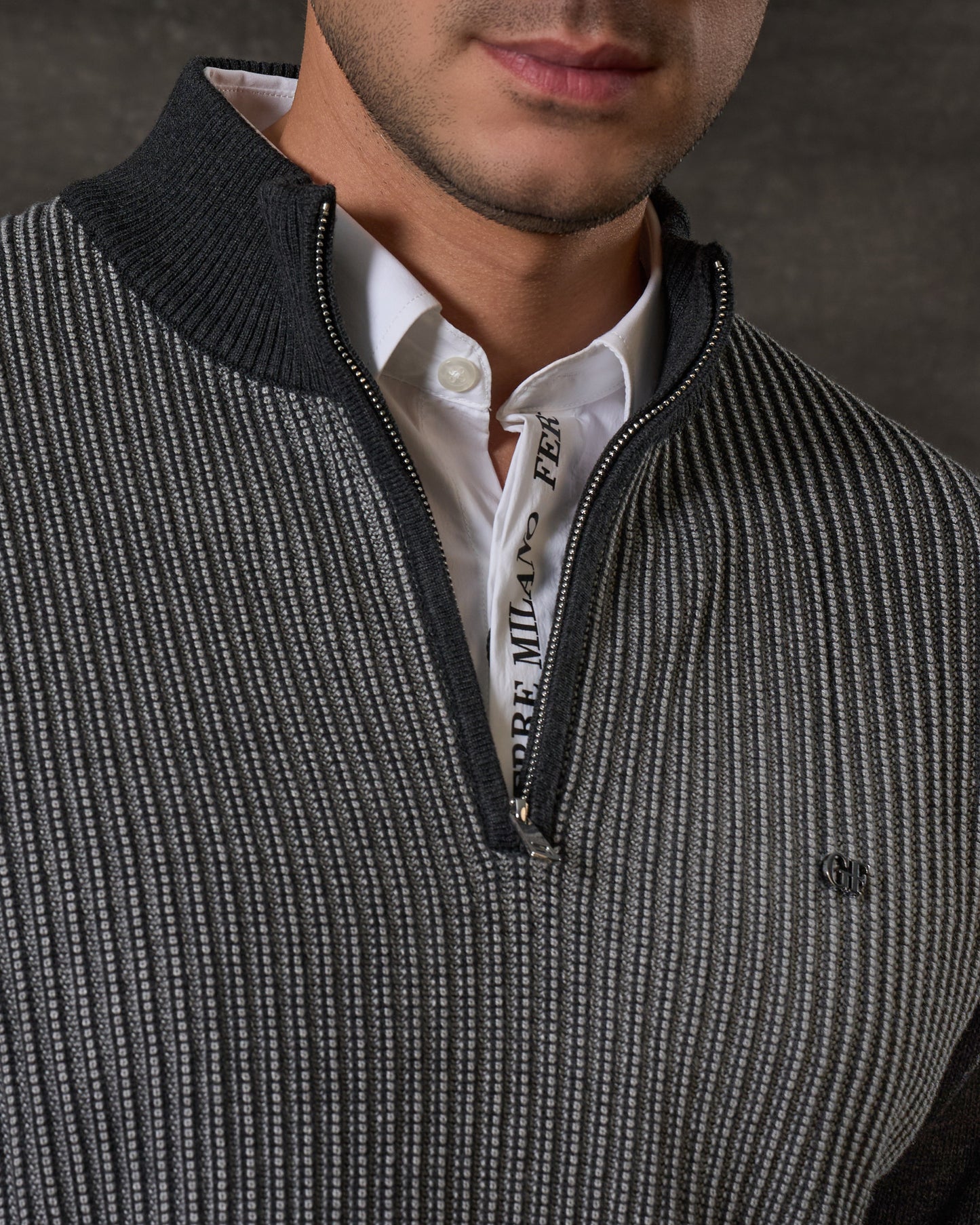 GF Logo Knit Zip Sweater