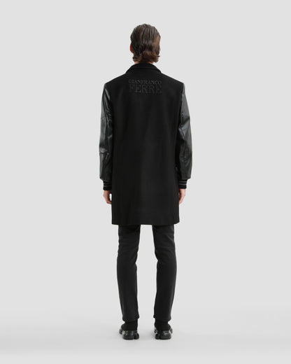 Bedazzled Leather Sleeve Coat