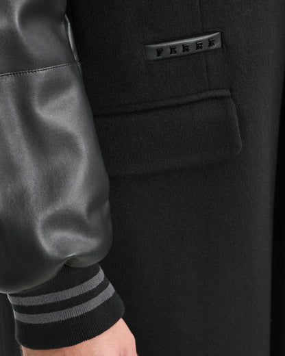 Bedazzled Leather Sleeve Coat