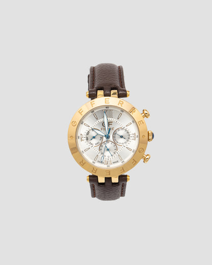 GF Ferre Brown Leather Strap Watch