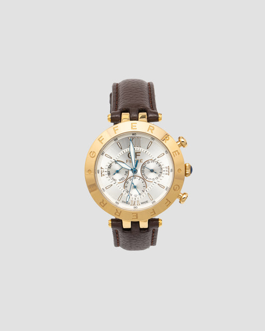 GF Ferre Brown Leather Strap Watch