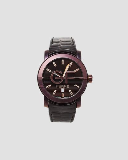 GF Ferre Purple Dial Leather Strap Watch