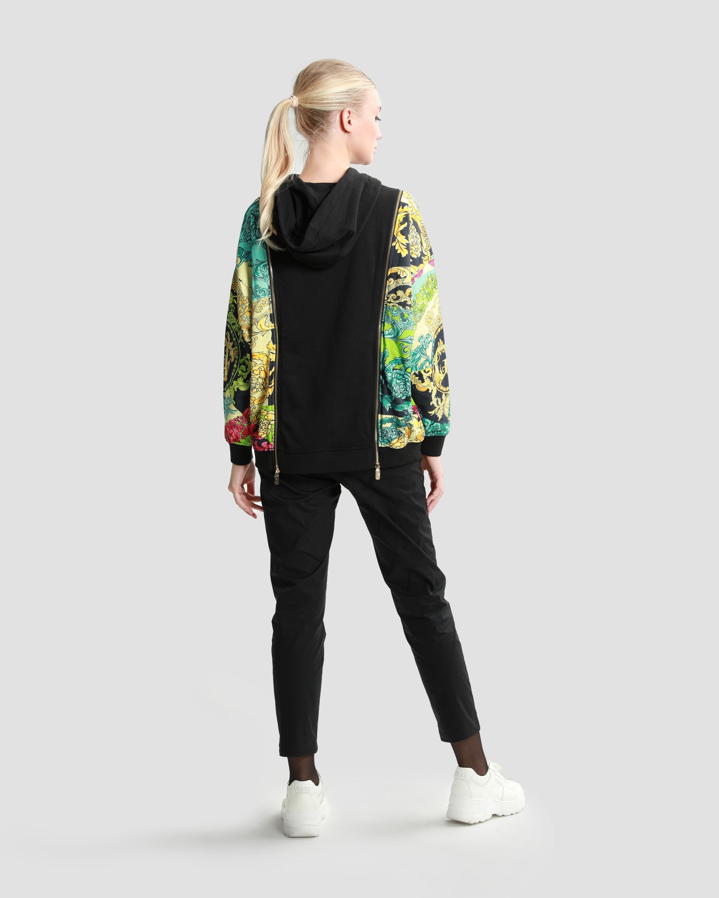 Ornate Color-Block Panelled Hoodie