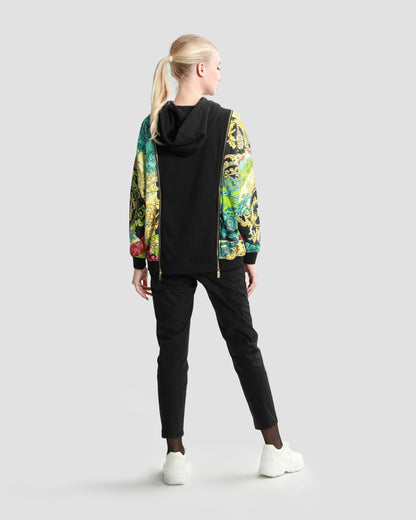 Ornate Color-Block Panelled Hoodie