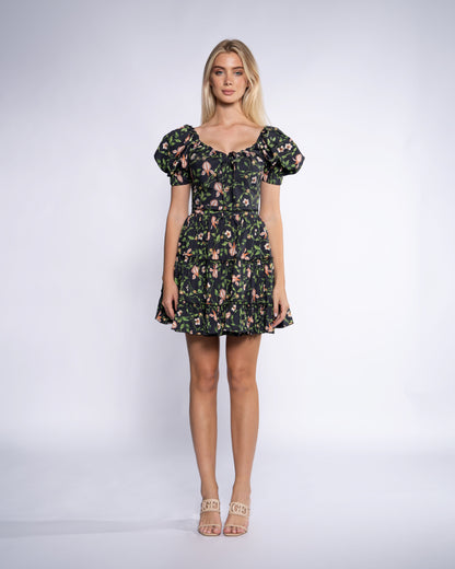 Floral-Print Tiered Mini Dress