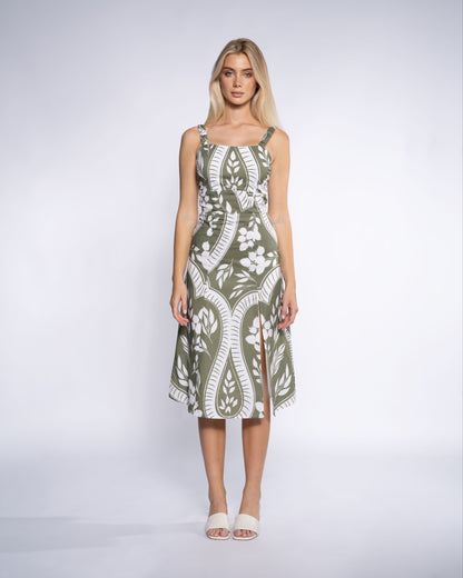 Paisley Print Sleeveless Midi Dress