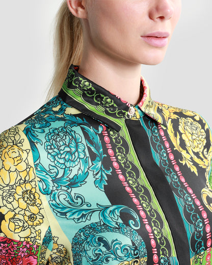 Ornate Color-Block Print Shirt