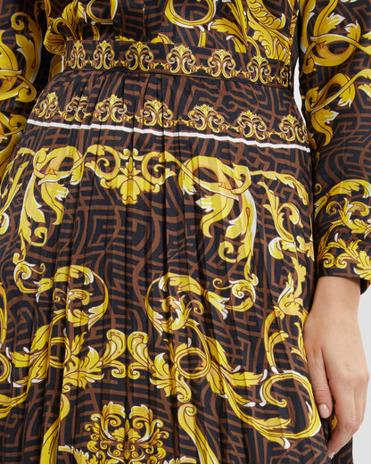 Oriental Baroque Patterned Pleated Skirt