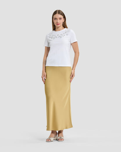 White Crystal & Rhinestone Embellished T-Shirt