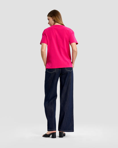 Magenta Lace & Embroidered T-Shirt
