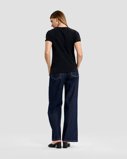 Black Embroidered Logo & Rhinestone T-Shirt