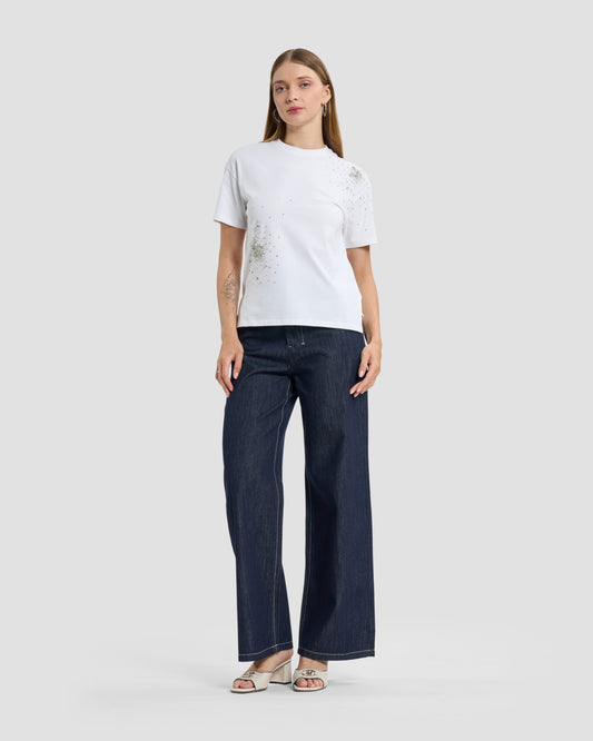 Crystal Embellished Cotton T-Shirt