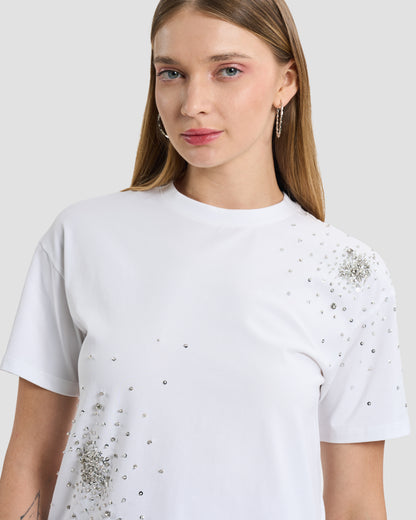 Crystal Embellished Cotton T-Shirt