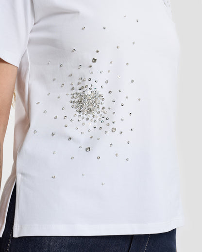 Crystal Embellished Cotton T-Shirt