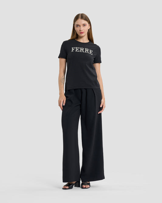 Black Pearl & Rhinestone Logo T-Shirt