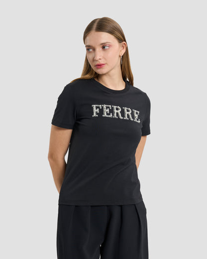 Black Pearl & Rhinestone Logo T-Shirt