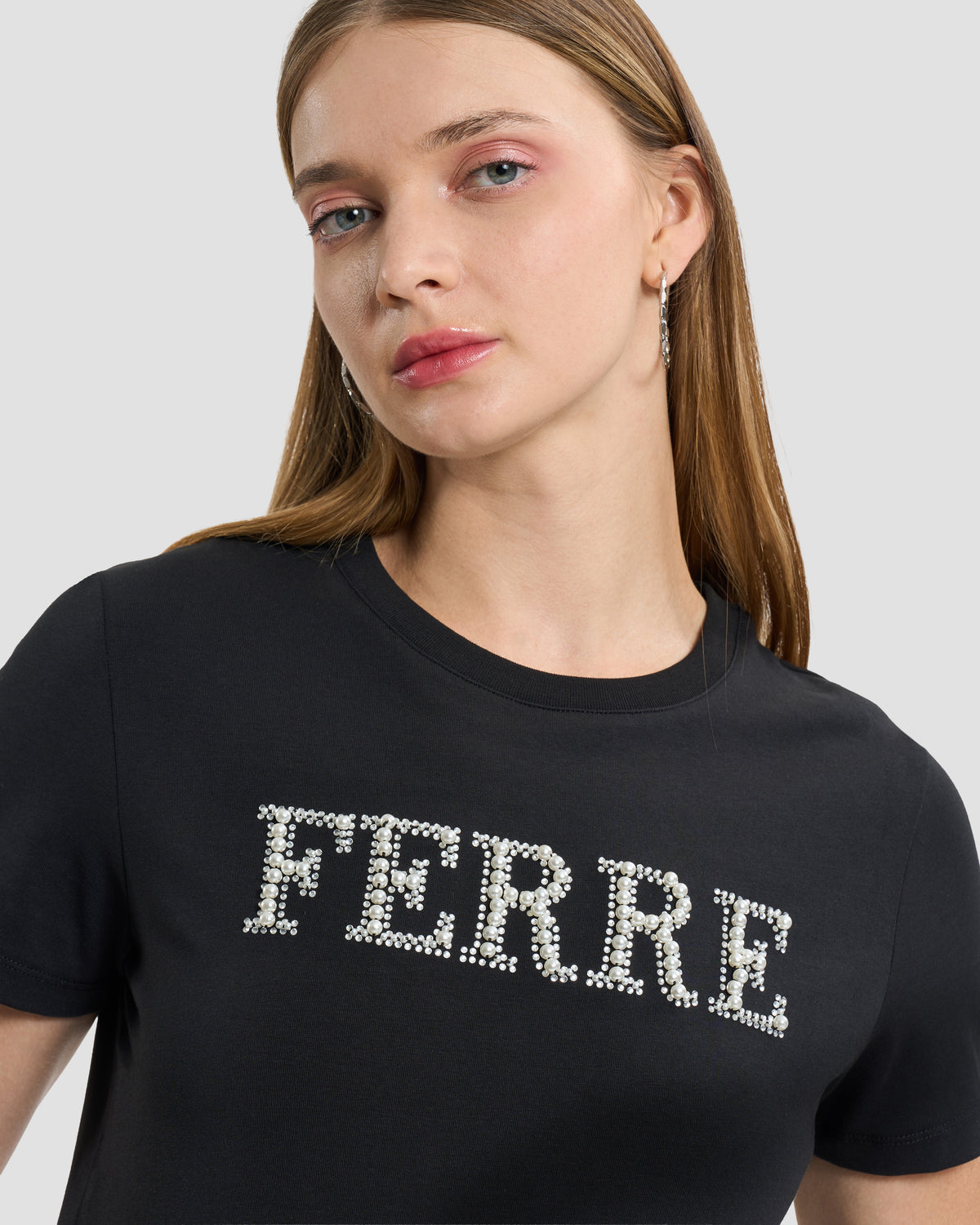 Black Pearl & Rhinestone Logo T-Shirt
