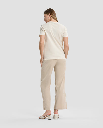 Off-White Gold Botanical Embroidered T-Shirt