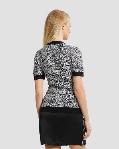 Monochrome Illusion Knit Top