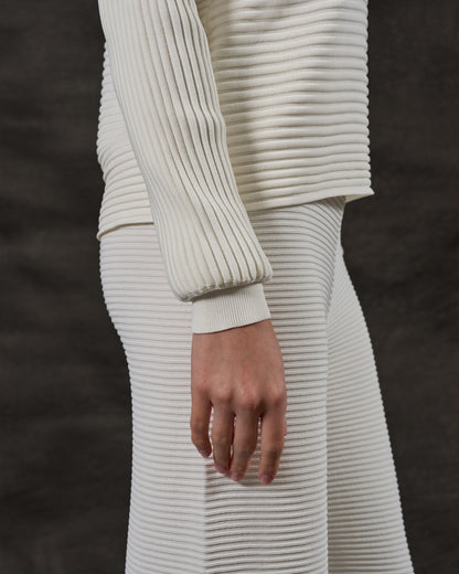 Ribbed V-Neck Knit Pullover