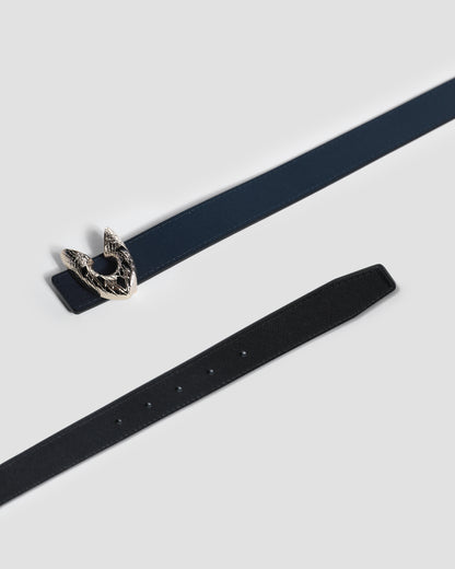 Metal Logo Buckle Reversible Belt