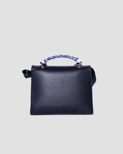 Logo Hand bag with Scarf-Tied Top Handle