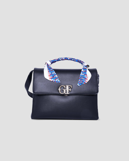Logo Hand bag with Scarf-Tied Top Handle