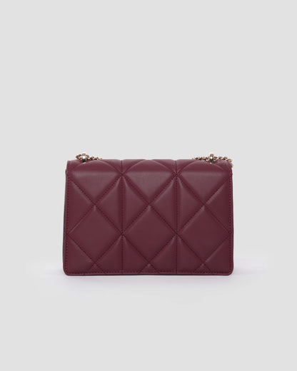 Maroon Quilted Leather Shoulder Bag