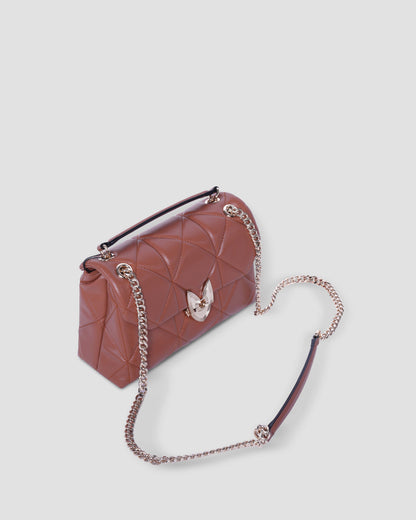 Camel Quilted Leather Shoulder Bag