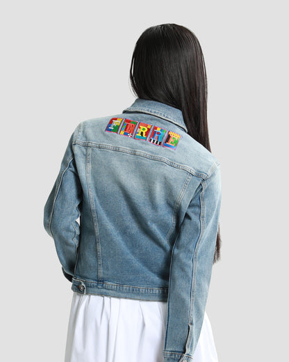 Multicolor Embroidered Logo Denim Jacket