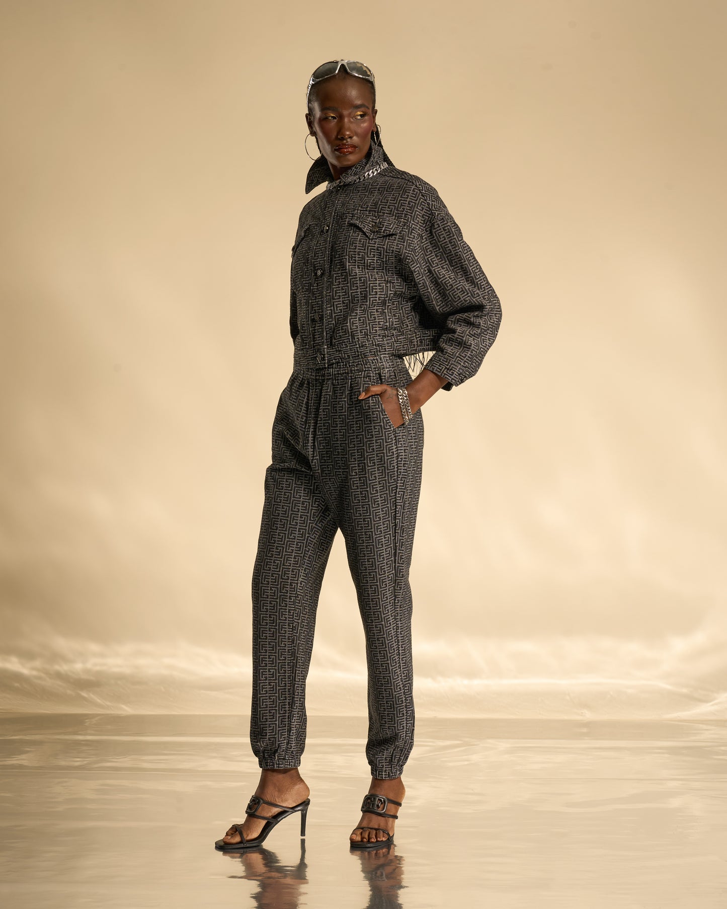 Boxy Fit Jacquard Denim Jacket