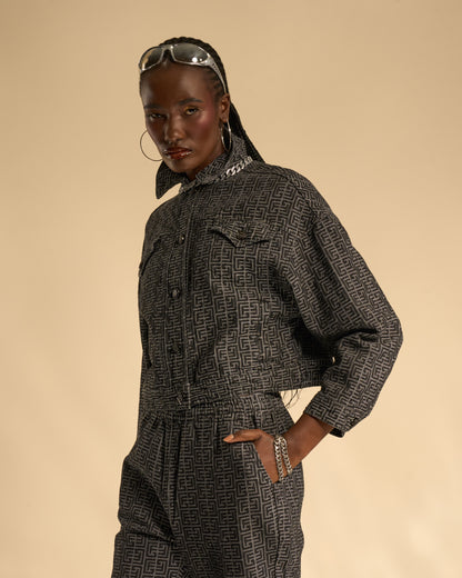 Boxy Fit Jacquard Denim Jacket