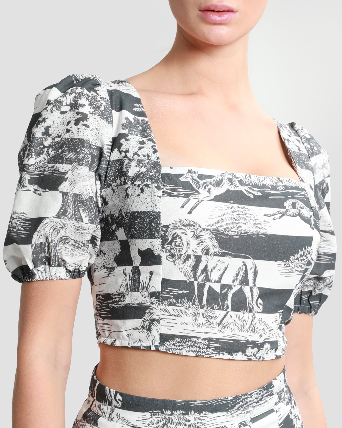 Toile Printed Cropped Top