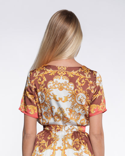 Bordeaux Ornamental Print Top