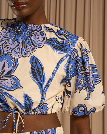 Floral Puff Sleeves Cotton Top
